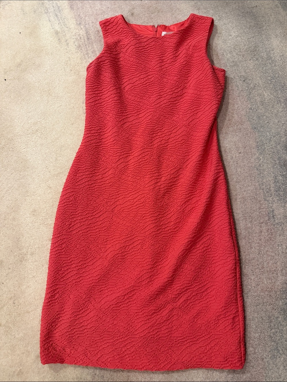 Calvin Klein Textured coral Sleeveless Sheath Dress